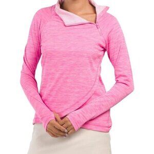 IBKUL NEW Womens UPF50 Asymmetrical Zip Pullover Hot Pink Size M